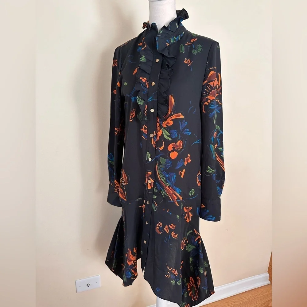 TORY BURCH Women Asymmetrical Hem Floral Cora Dress Size 0